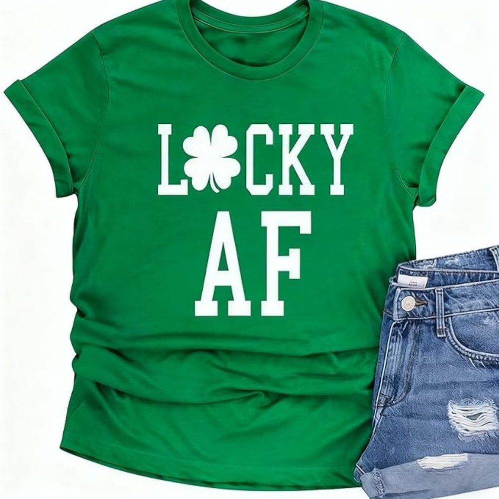 Lucky AF St Patrick's Day Cute T-Shirt Women's
